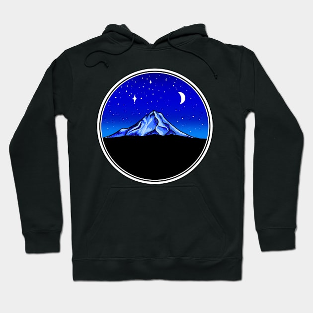 Mt. Hood Moonlight Night Sky Hoodie by FernheartDesign